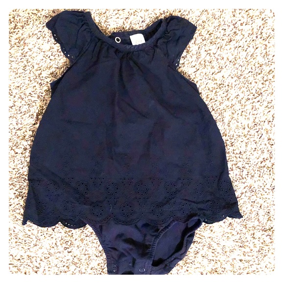 navy blue romper baby girl